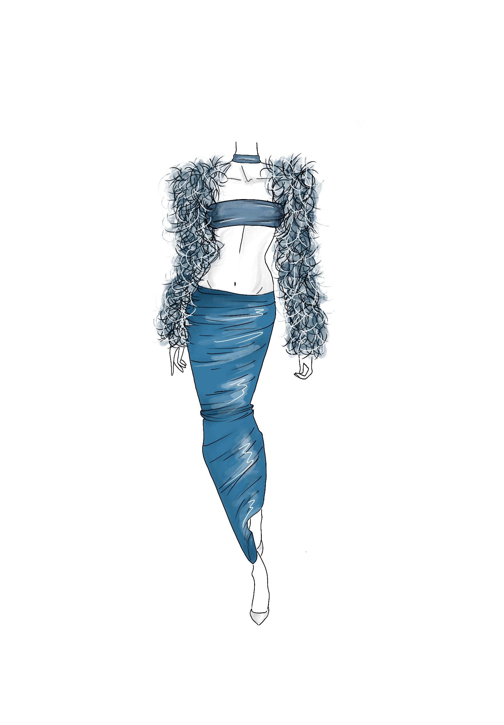 Fashion sketch — draped dress